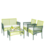 4 Piece Patio Round Wicker Conversation Set