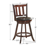 2 Pieces 360 Degree Swivel Wooden Counter Height Bar Stool Set with Cushioned Seat-25 inches