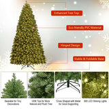 Pre-Lit Artificial PVC Christmas Tree with LED Lights anf Stand-8 ft