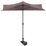 9' Half Round Patio Umbrella Sunshade without Weight Base