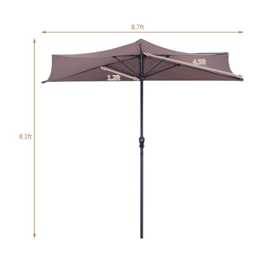 9' Half Round Patio Umbrella Sunshade without Weight Base