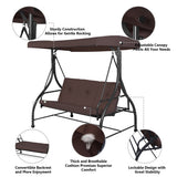 3 Seats Converting Outdoor Swing Canopy Hammock with Adjustable Tilt Canopy-Brown