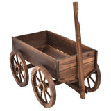 Wood Wagon Planter Pot Stand with Wheels