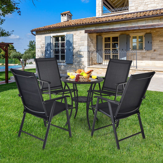 4-Pack Patio Folding Chairs Portable for Outdoor Camping-Black