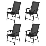 4-Pack Patio Folding Chairs Portable for Outdoor Camping-Black