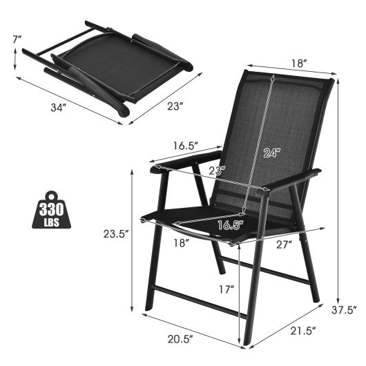 4-Pack Patio Folding Chairs Portable for Outdoor Camping-Black