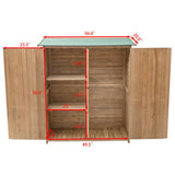 64 Inch Outdoor Wooden Storage Shed with Double Lockable Doors for Backyard