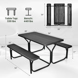 HDPE Outdoor Picnic Table Bench Set with Metal Base-Black