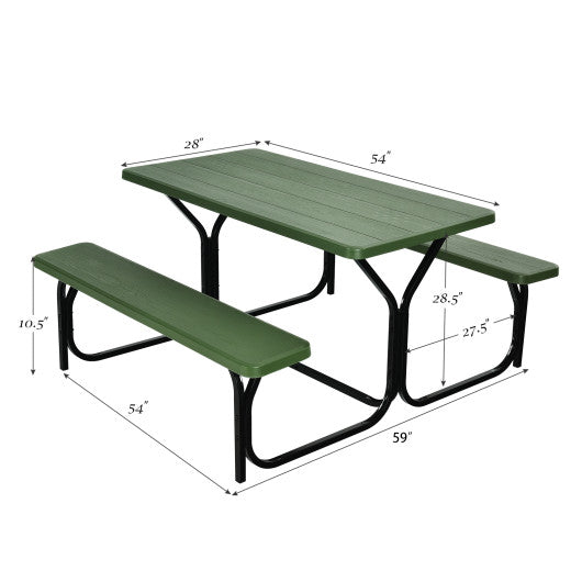 Picnic Table Bench Set for Outdoor Camping -Green