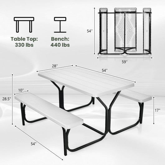 Picnic Table Bench Set for Outdoor Camping -White