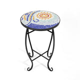 Outdoor Indoor Steel Accent Plant Stand Cobalt Table-Navy