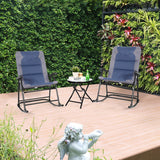 3 Pcs Outdoor Folding Rocking Chair Table Set with Cushion-Blue