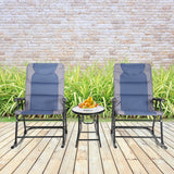 3 Pcs Outdoor Folding Rocking Chair Table Set with Cushion-Blue