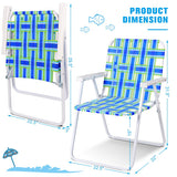 6 pcs Folding Beach Chair Camping Lawn Webbing Chair-Blue