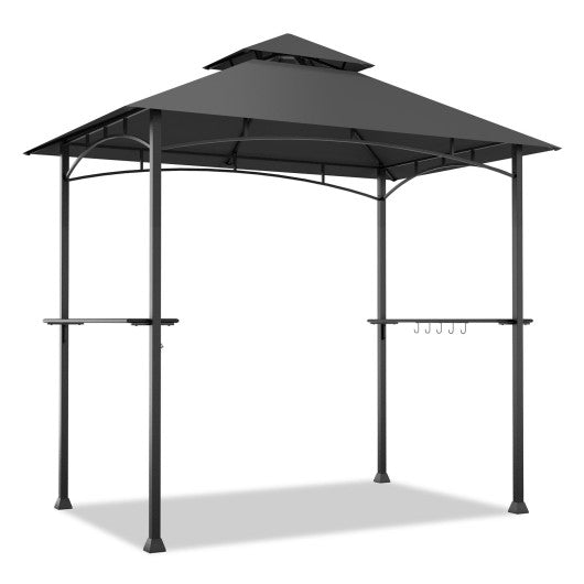 8 x 5 Feet Outdoor Barbecue Grill Gazebo Canopy Tent BBQ Shelter-Dark Gray