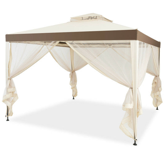 Canopy Gazebo Tent Shelter Garden Lawn Patio with Mosquito Netting-Beige