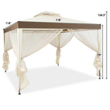 Canopy Gazebo Tent Shelter Garden Lawn Patio with Mosquito Netting-Beige