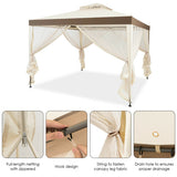 Canopy Gazebo Tent Shelter Garden Lawn Patio with Mosquito Netting-Beige