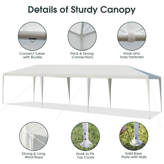 10 x 30 Feet Gazebo Canopy Tent with Connection Stakes and Wind Ropes