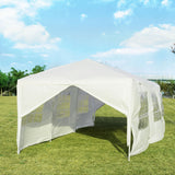 10 x 30 Feet Outdoor Canopy Tent with 6 Removable Sidewalls and 2 Doorways-White