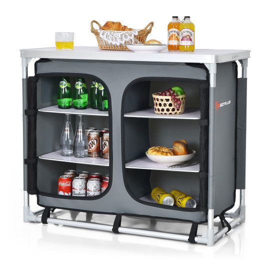 Livingandhome Dark Gray Camping Kitchen Table Portable Cabinet Kitchen  Storage 1000 x 495 x 795 mm