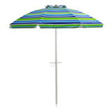 6.5 Feet Beach Umbrella with Sun Shade and Carry Bag without Weight Base-Green
