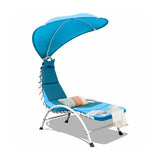 Patio Hanging Swing Hammock Chaise Lounger Chair with Canopy-Blue