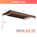 8 x 6.6 Feet Patio Retractable Awning withManual Crank Handle-Brown