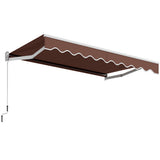 10 x 8.2 Feet Retractable Awning with Easy Opening Manual Crank Handle-Brown