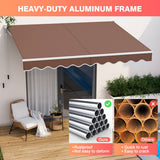 10 x 8.2 Feet Retractable Awning with Easy Opening Manual Crank Handle-Brown