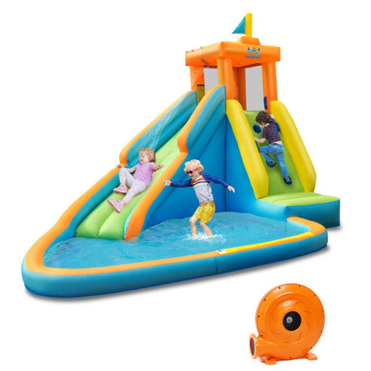 Inflatable Water Slide Kids Bounce House with 740W Blower