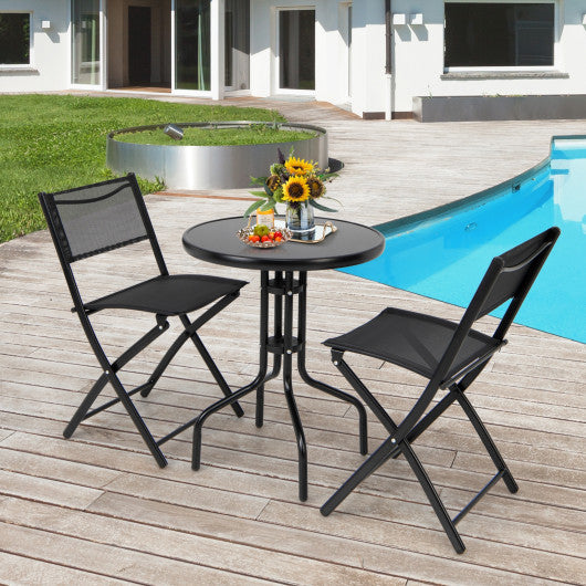 3 Pieces Folding Bistro Table Chairs Set for Indoor and Outdoor