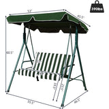 Loveseat Cushioned Patio Steel Frame Swing Glider -Green