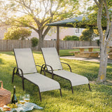 Adjustable Patio Chaise Folding Lounge Chair with Backrest-Gray