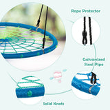 40 Inch Spider Web Tree Swing Kids Outdoor Play Set with Adjustable Ropes-Blue