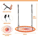 40 Inch Spider Web Tree Swing Kids Outdoor Play Set with Adjustable Ropes-Orange