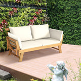 Adjustable  Patio Convertible Sofa with Thick Cushion-White