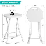 Set of 4 18 Inch Collapsible Round Stools with Handle-White