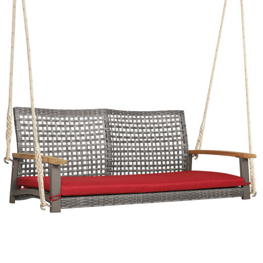 2-Person Patio Wicker Hanging Swing Chair-Red – Aiden's Corner