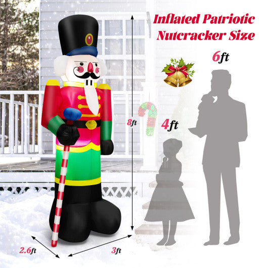 8 Feet Inflatable Nutcracker Soldier with 2 Built-in LED Lights