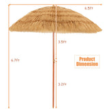 6.5 Feet Portable Thatched Tiki Beach Umbrella with Adjustable Tilt for Poolside and Backyard