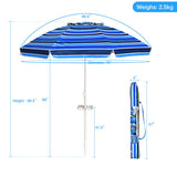 7.2 Feet Portable Outdoor Beach Umbrella with Sand Anchor and Tilt Mechanism-Navy