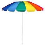 8FT Portable Beach Umbrella with Sand Anchor and Tilt Mechanism for Garden and Patio-Multicolor