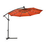 10" Patio Hanging Solar LED Umbrella Sun Shade with Cross Base-Orange