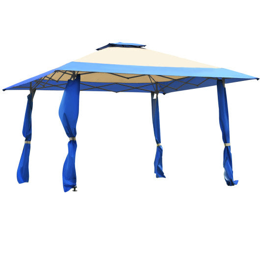 13 Feet x 13 Feet Pop Up Canopy Tent Instant Outdoor Folding Canopy Shelter-Blue