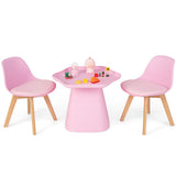 Wooden Kids Activity Table and Chairs Set with Padded Seat-Pink