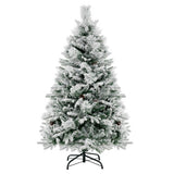 4.5/6/7 Feet Artificial Xmas Tree with Pine Needles and LED Lights-4.5 ft