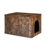 Wooden Hidden Cabinet Cat Furniture with Divider-Coffee