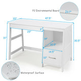 47.5 Inch Modern Home Computer Desk with 2 Storage Drawers-White