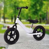12 Inch Kids No-Pedal Bike with Adjustable Seat-White